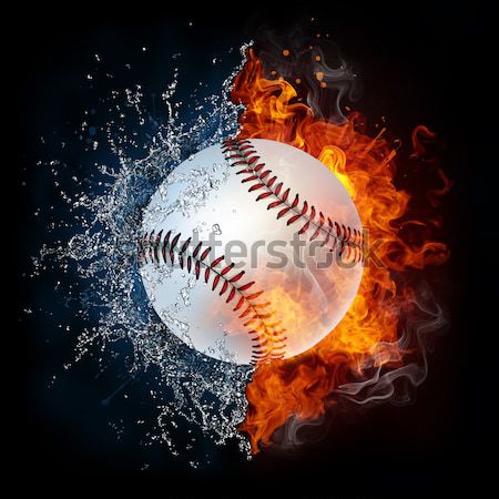 Fastball Ball flying in violet particles. Stock photo © RAStudio