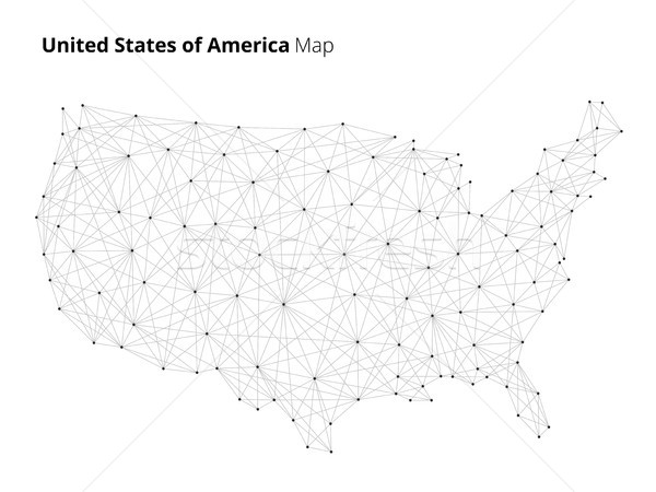 Stock photo: USA map in blockchain technology network style.