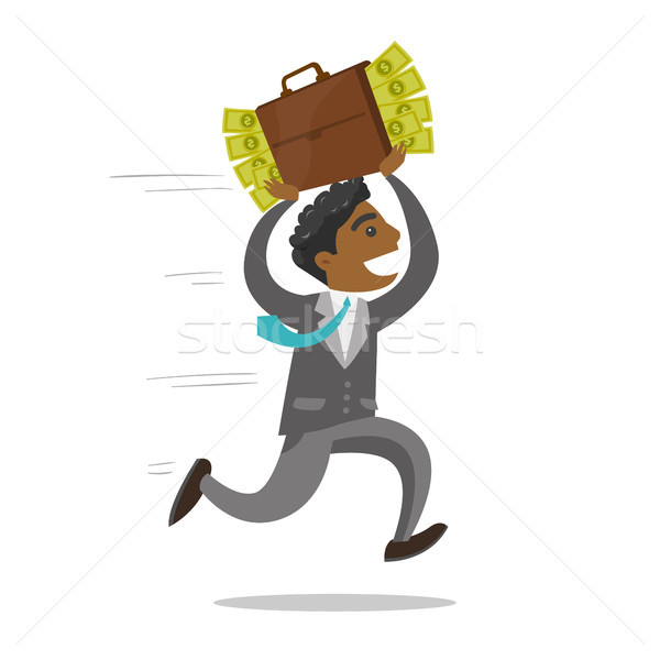 Businessman running with briefcase full of money. Stock photo © RAStudio