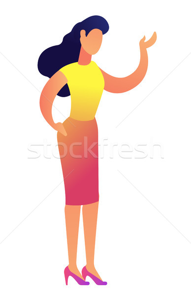 Elegant business woman pointing with hand vector illustration. Stock photo © RAStudio