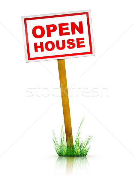 Signo abierto casa inmobiliario ordenador Foto stock © RAStudio