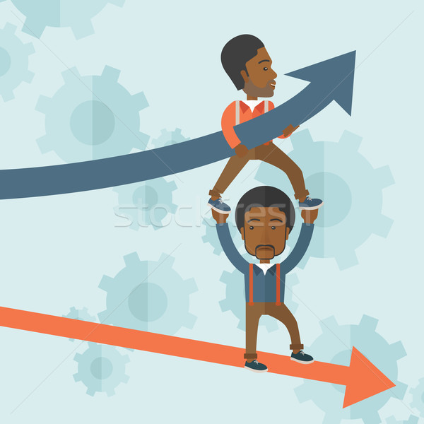 Two black guy in two arrows going up and down.  Stock photo © RAStudio