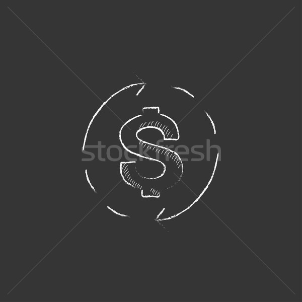 Dollar symbool pijlen krijt icon Stockfoto © RAStudio