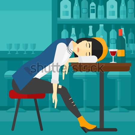 Drunk woman sleeping in bar. Stock photo © RAStudio