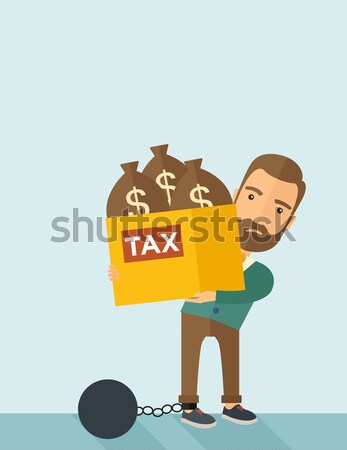 Businessman locked in a debt ball and chain. Stock photo © RAStudio