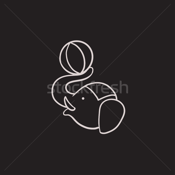 Circus elephant playing with ball sketch icon. Stock photo © RAStudio