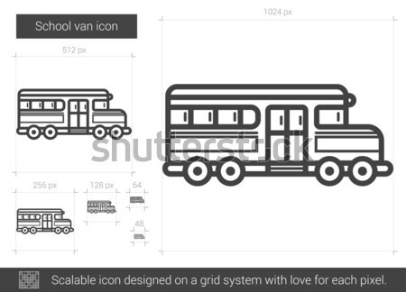 Iskolabusz vonal ikon vektor izolált fehér Stock fotó © RAStudio