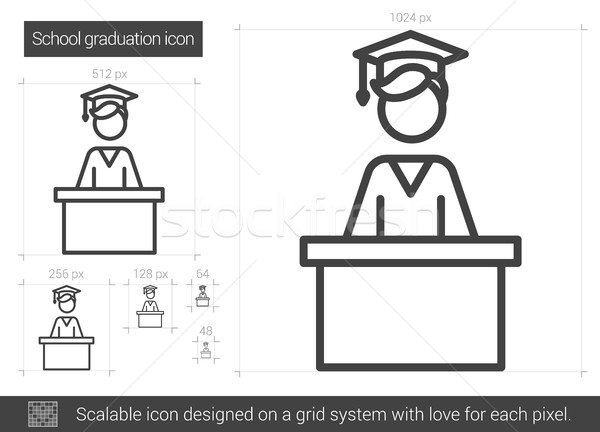 School graduation line icon. Stock photo © RAStudio