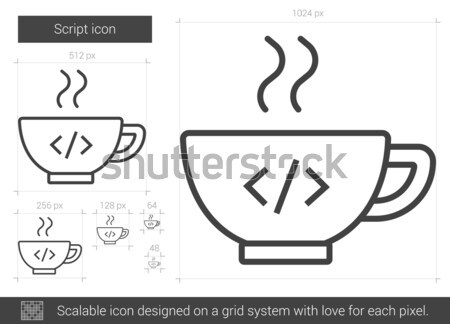 Foto stock: Script · línea · icono · vector · aislado · blanco