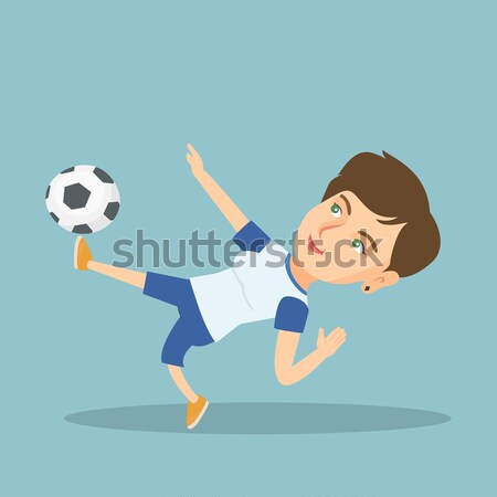 Soccer player kicking ball vector illustration. Stock photo © RAStudio