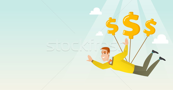 Business man flying with dollar signs. Stock photo © RAStudio