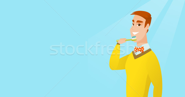 Man brushing her teeth vector illustration. Stock photo © RAStudio