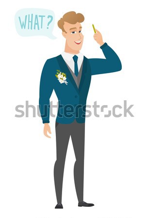 Asian groom calling for help. Stock photo © RAStudio
