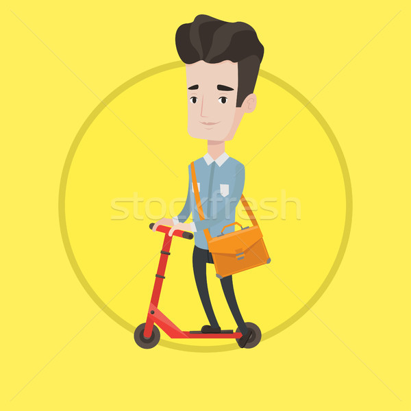 Man riding kick scooter vector illustration. Stock photo © RAStudio