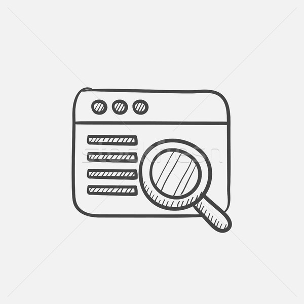 Browser window with magnifying glass  sketch icon. Stock photo © RAStudio