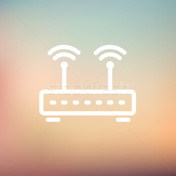 Draadloze router dun lijn icon web Stockfoto © RAStudio