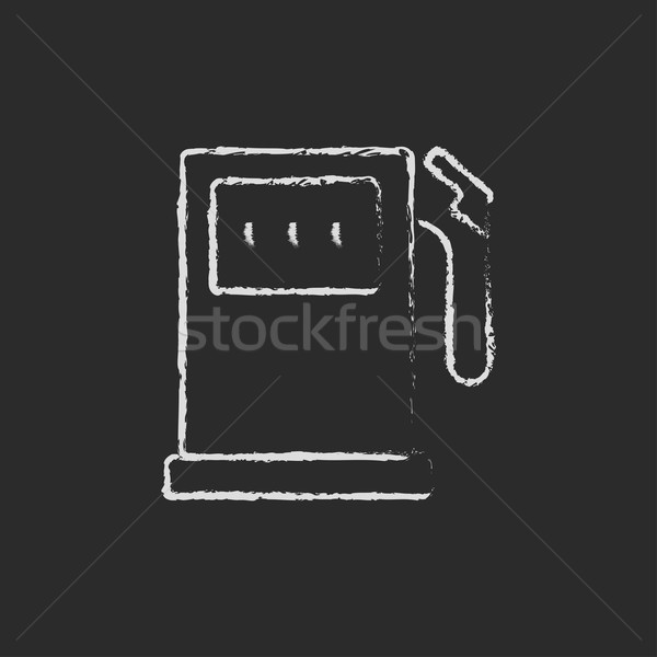 Tankstelle Symbol gezeichnet Kreide Hand gezeichnet Tafel Stock foto © RAStudio