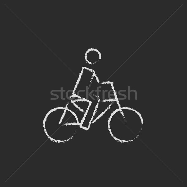 Fahrrad Radfahrer Symbol gezeichnet Kreide Hand gezeichnet Stock foto © RAStudio