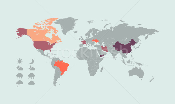 Stock photo: Multicolored world map. 