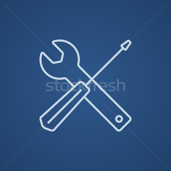 [[stock_photo]]: Tournevis · clé · outils · ligne · icône · web