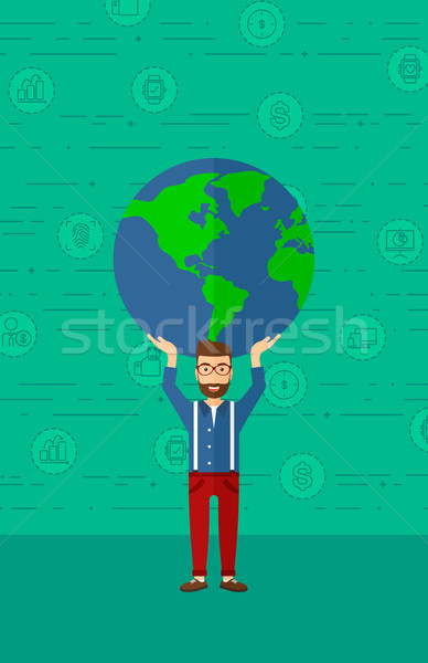 Stock photo: Man holding globe.