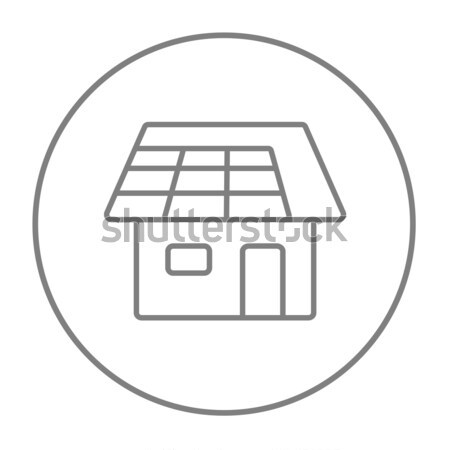 Huis zonnepaneel lijn icon web mobiele Stockfoto © RAStudio