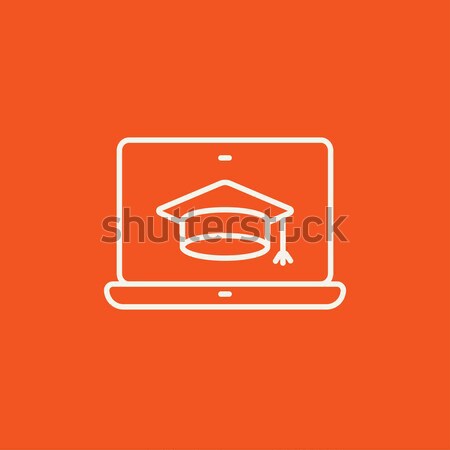 Сток-фото: ноутбука · окончания · Cap · экране · линия · икона