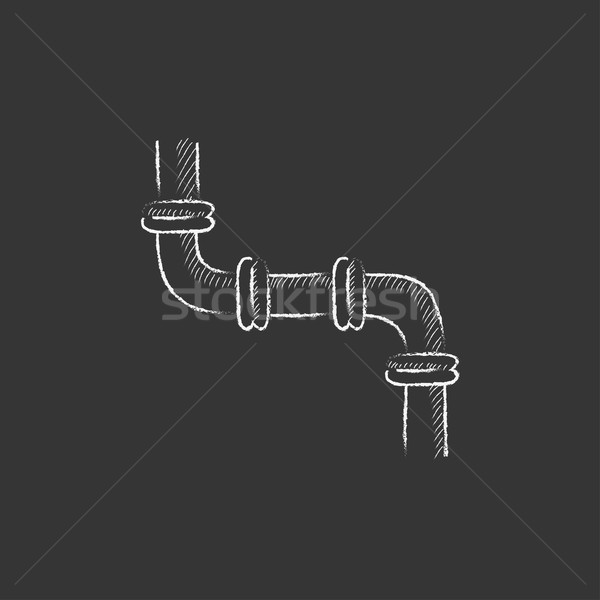 Wasser Pipeline gezeichnet Kreide Symbol Hand gezeichnet Stock foto © RAStudio