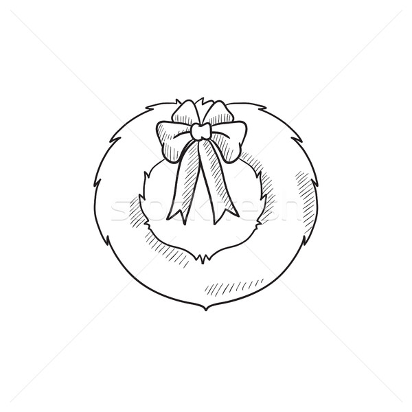 Foto stock: Navidad · corona · boceto · icono · vector · aislado