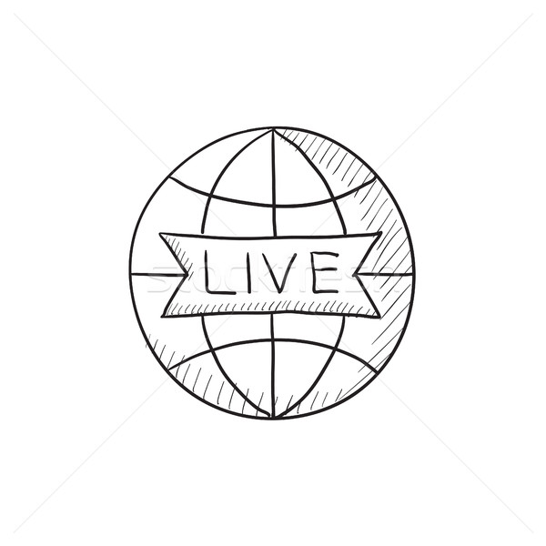 Foto stock: Globo · viver · assinar · esboço · ícone · vetor