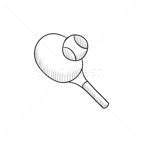 Tennisschläger Ball Skizze Symbol Vektor isoliert Stock foto © RAStudio
