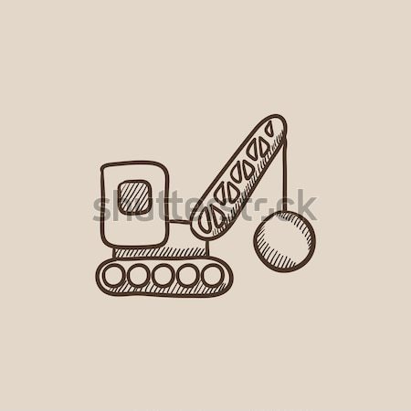 Sloop kraan schets icon vector geïsoleerd Stockfoto © RAStudio