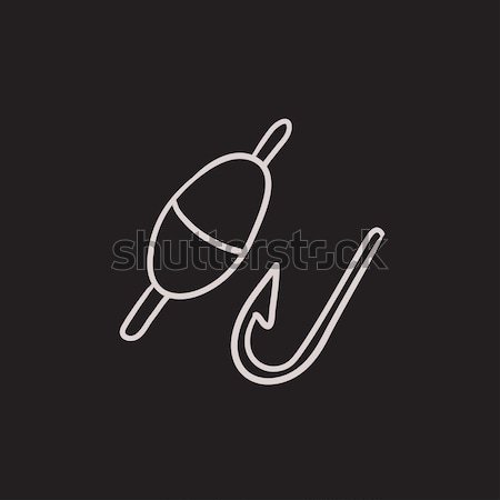Fishing hook with bobber sketch icon. Stock photo © RAStudio