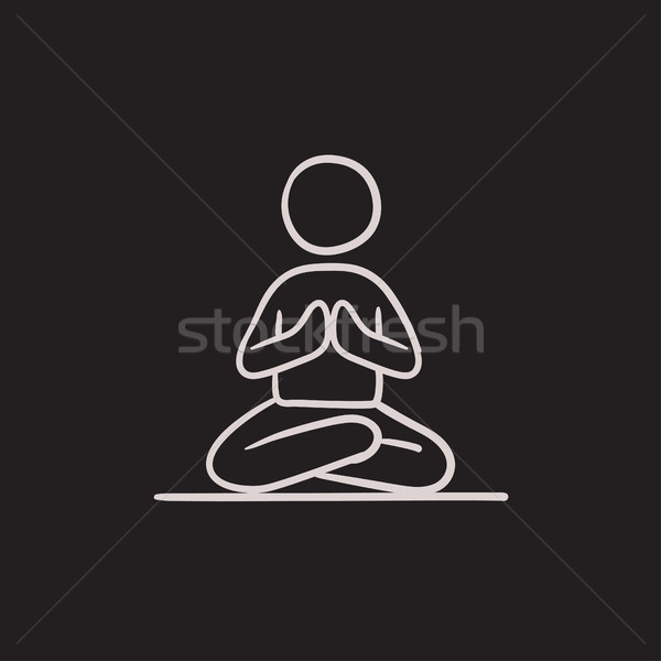 Man meditating in lotus pose sketch icon. Stock photo © RAStudio