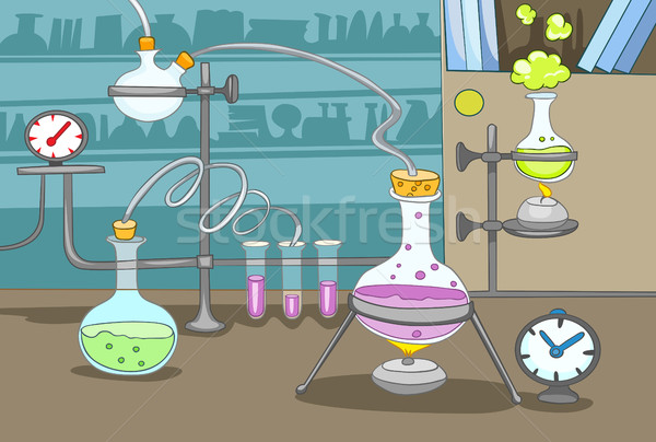 Cartoon background of chemical laboratory. Stock photo © RAStudio
