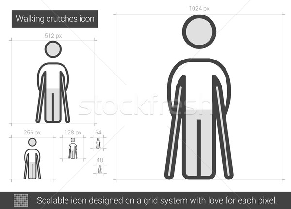 Sétál mankók vonal ikon vektor izolált Stock fotó © RAStudio