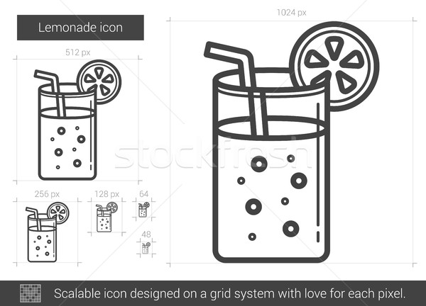 Stock fotó: Limonádé · vonal · ikon · vektor · izolált · fehér