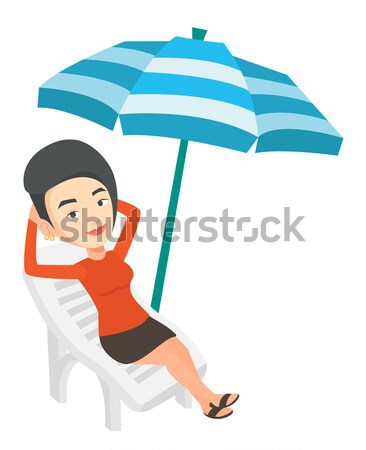 Kobieta relaks leżak posiedzenia wakacje Zdjęcia stock © RAStudio