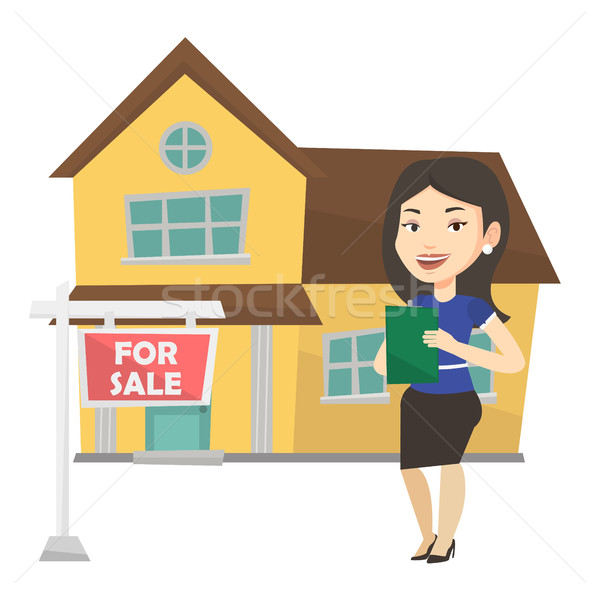 Stockfoto: Makelaar · ondertekening · home · kopen · contract · verkoop