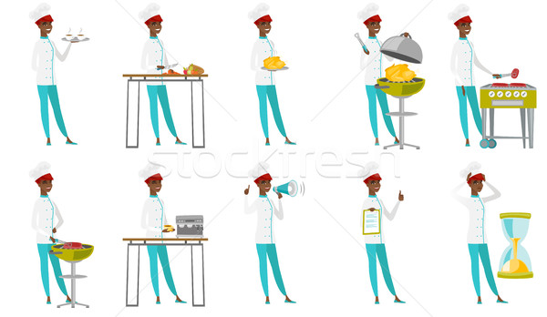 Vector set of chef-cooker characters. Stock photo © RAStudio