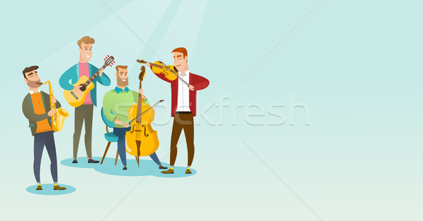 Band of musicians playing musical instruments. Stock photo © RAStudio