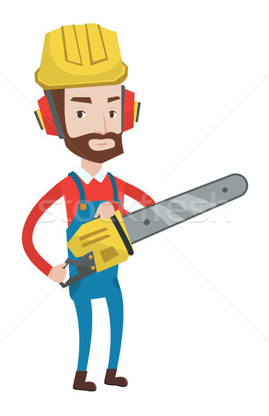 Lumberjack with chainsaw vector illustration. Stock photo © RAStudio