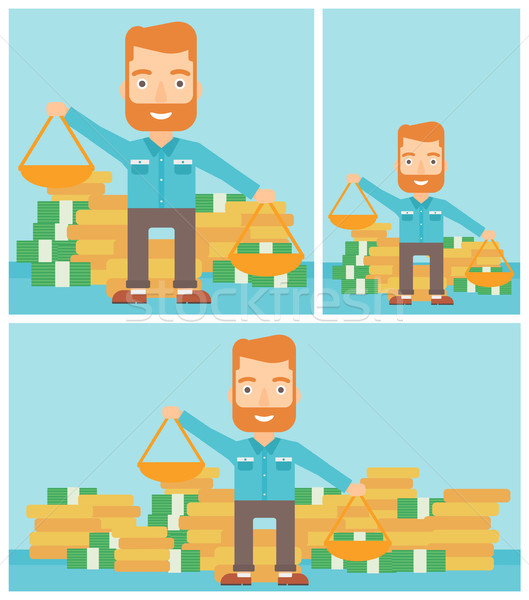 Businessman with scales vector illustration. Stock photo © RAStudio