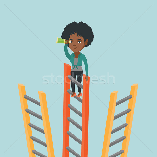 Iş kadını bakıyor iş Afrika arama Stok fotoğraf © RAStudio