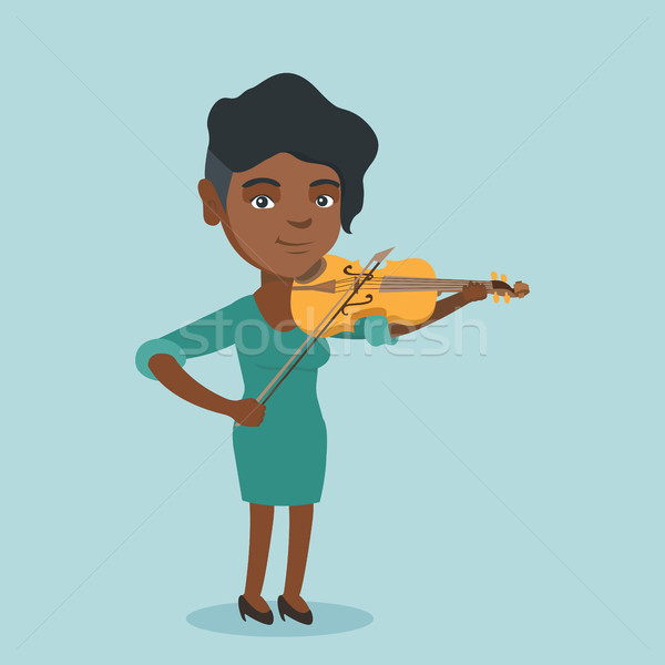 Young african-american woman playing the violin. Stock photo © RAStudio