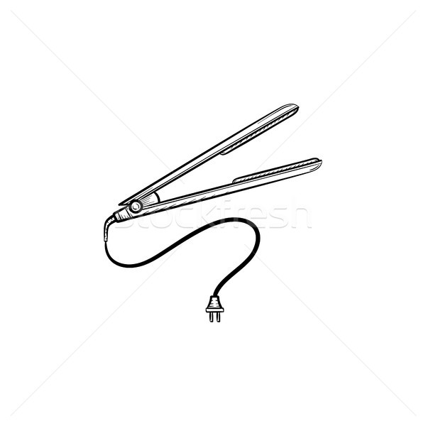 Hair straightener hand drawn sketch icon. Stock photo © RAStudio