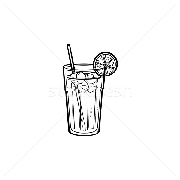 Orange juice with straw hand drawn sketch icon. Stock photo © RAStudio