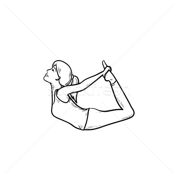 Woman in yoga bow pose hand drawn outline doodle icon. Stock photo © RAStudio