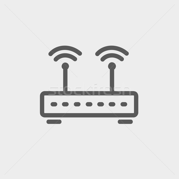 Bezprzewodowej router cienki line ikona internetowych Zdjęcia stock © RAStudio
