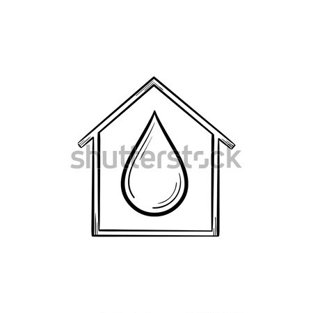 House with water drop line icon. Stock photo © RAStudio